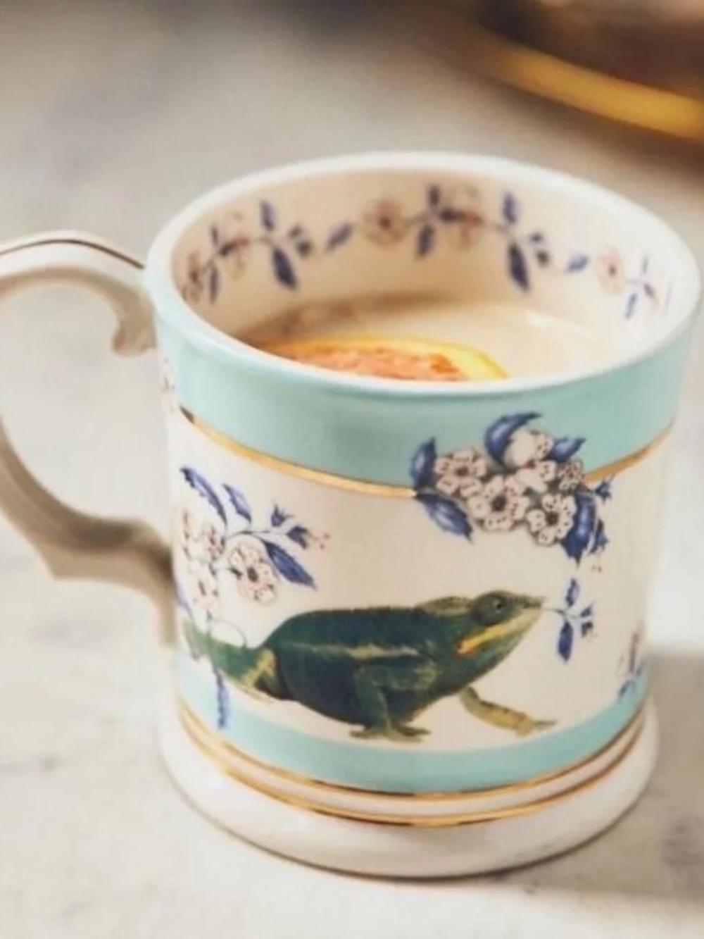 NIB Anthropologie Lou Rota Nature Mug Chameleon Stoneware Mug